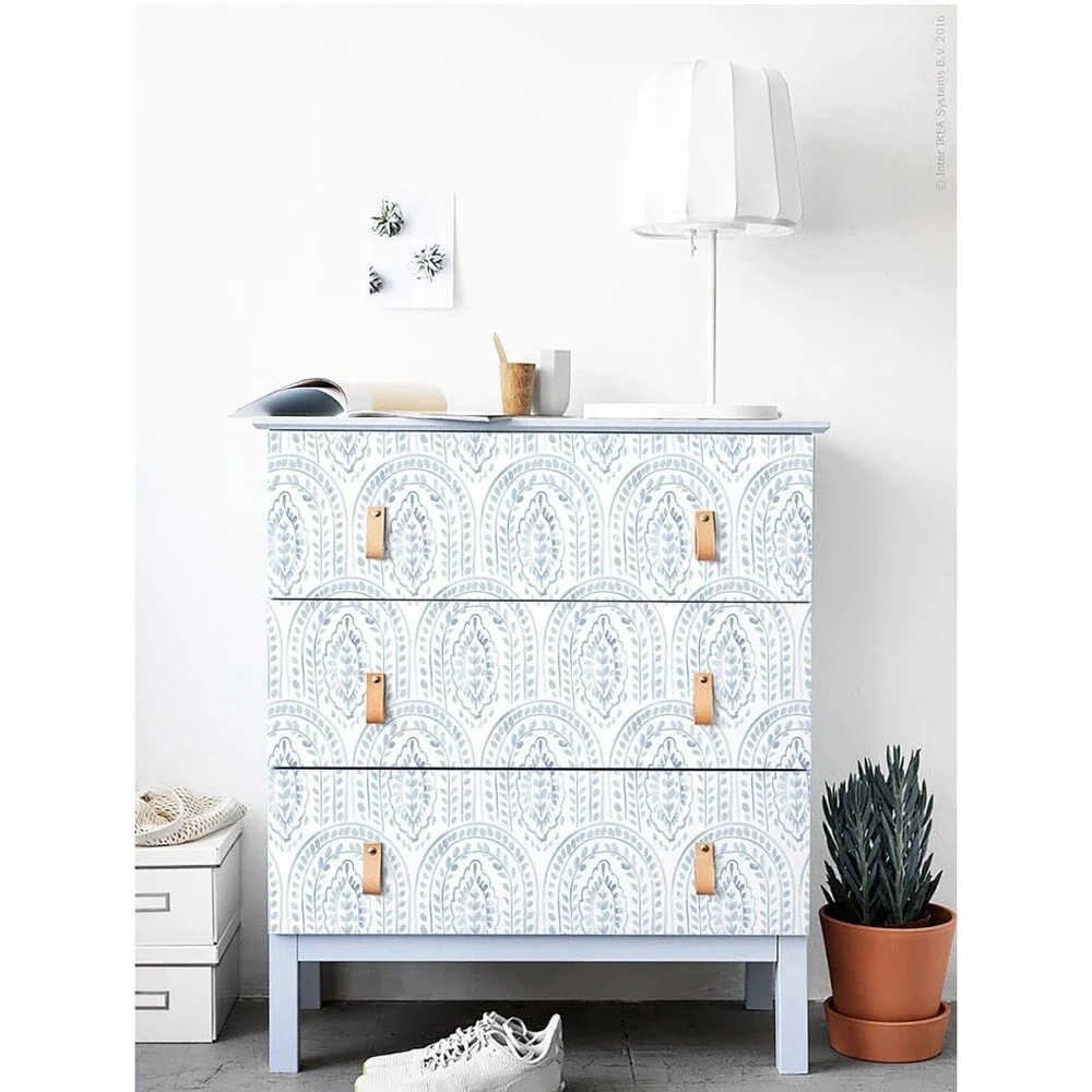 Peel Stick Wallpaper Contact Removable Boho Modern Blue White 17.3